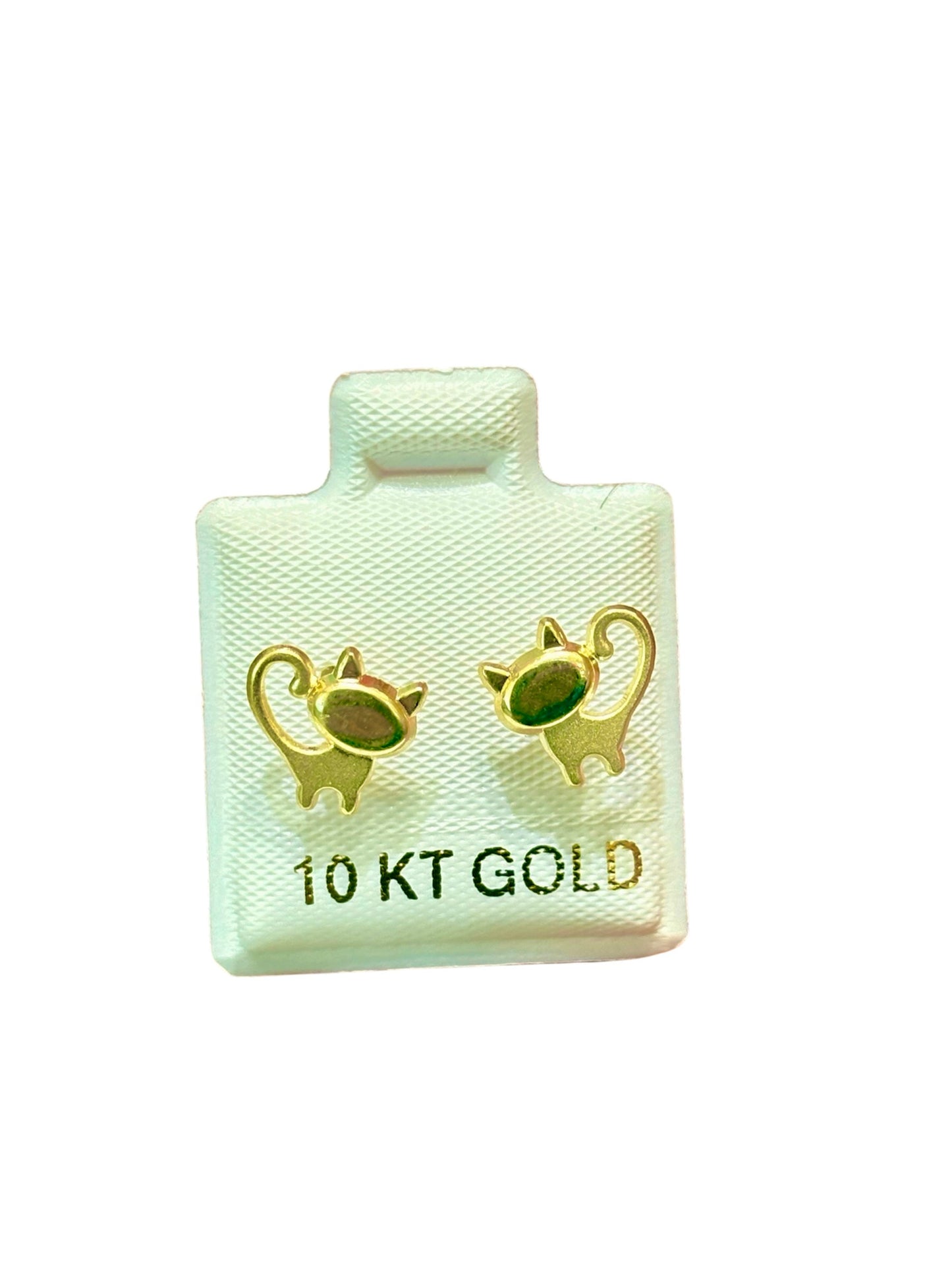 Par de Broquel en forma de gato liso echo de ORO 10K