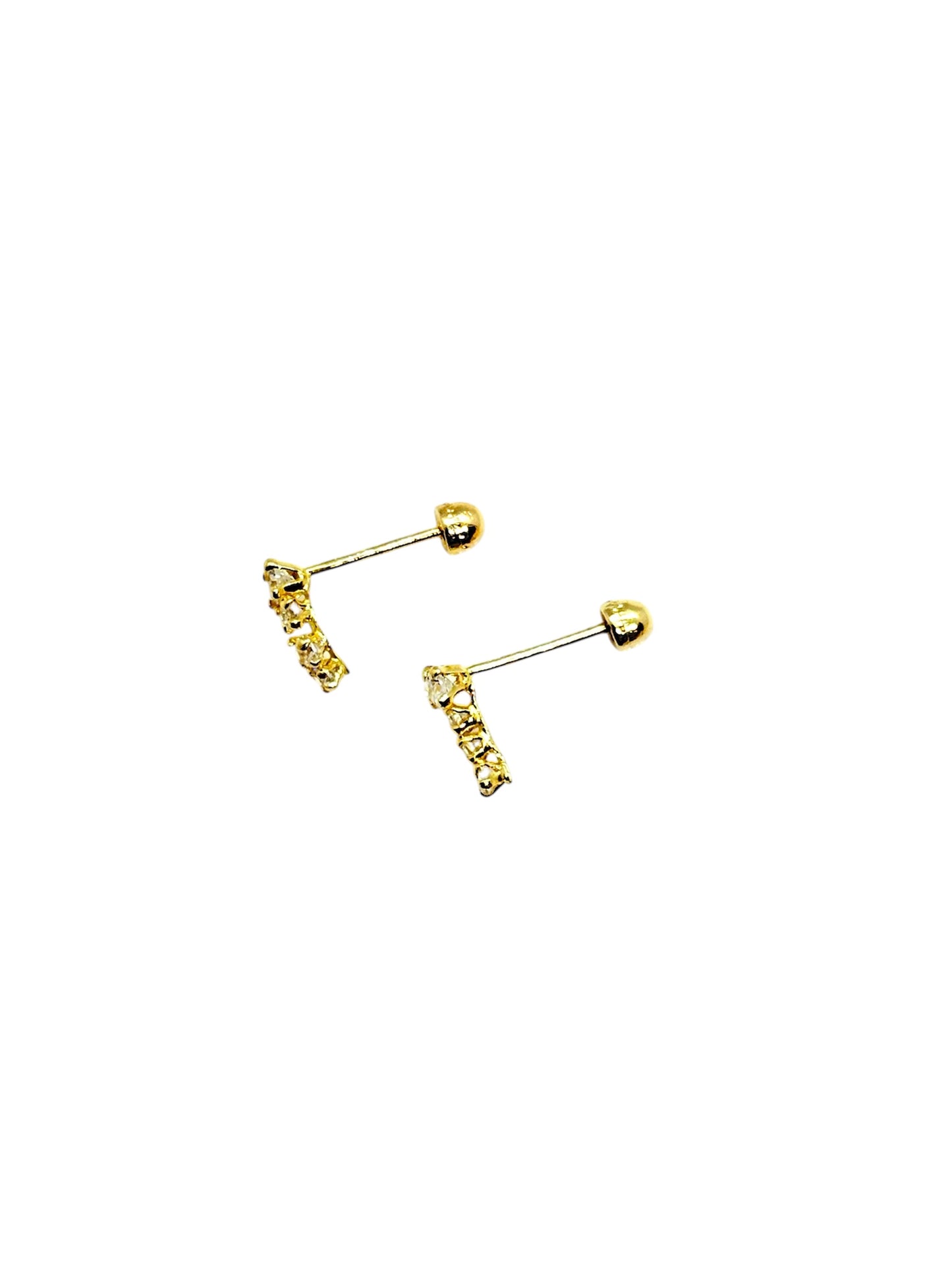 Par Broquel Curvo corto con circonia blanca Oro 10k