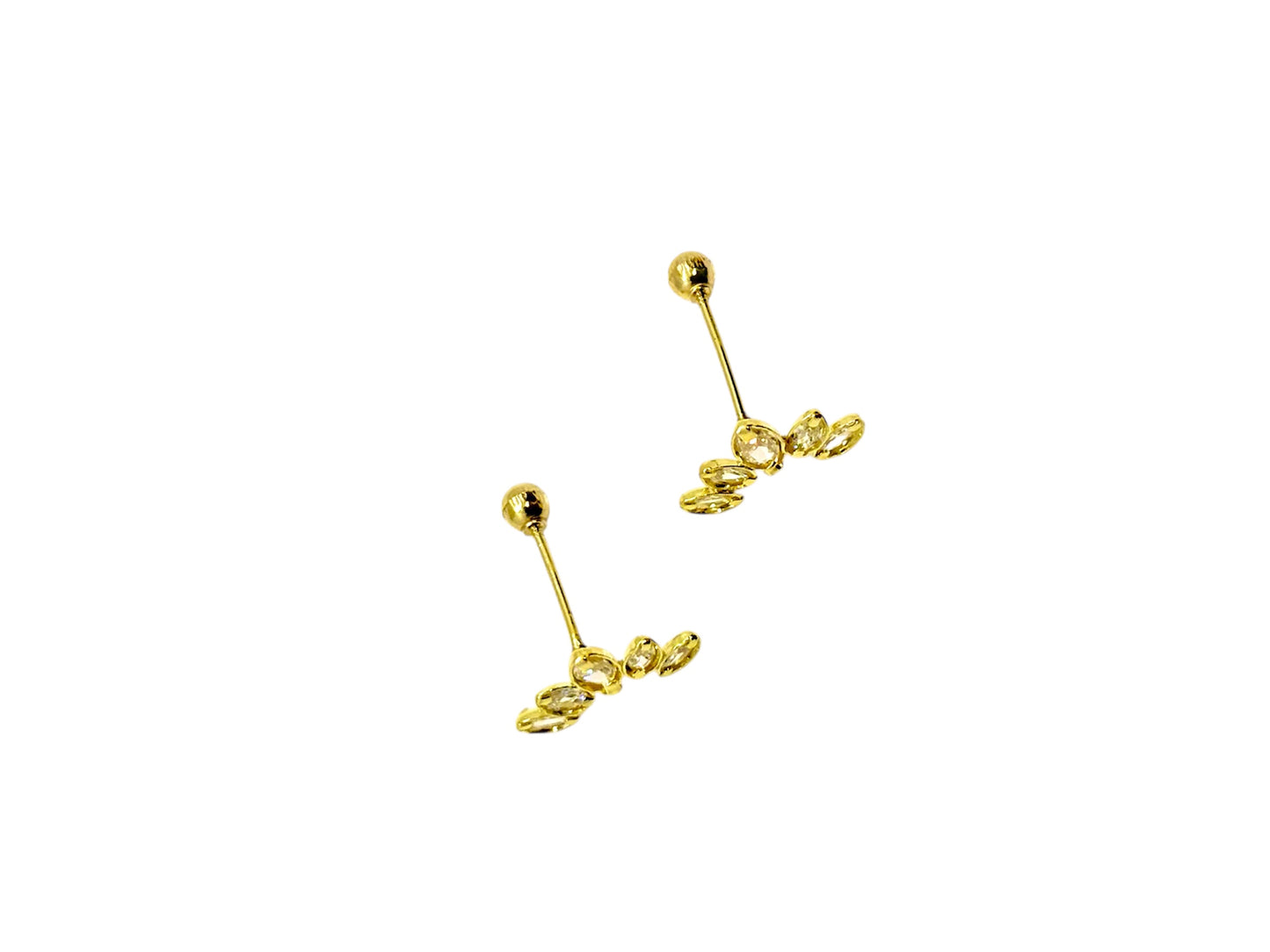 Par Broquel Curvo Princess con circonita blanca Oro 10k