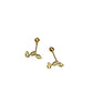 Par de broquel curvo floral con circonia Oro 10K