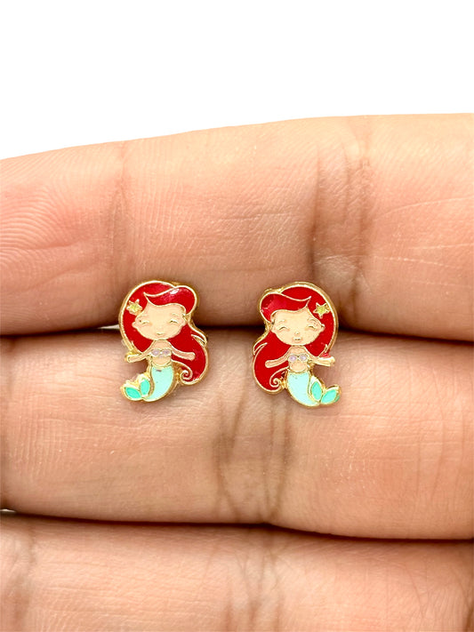 Par de broquel Sirenita Oro 10k