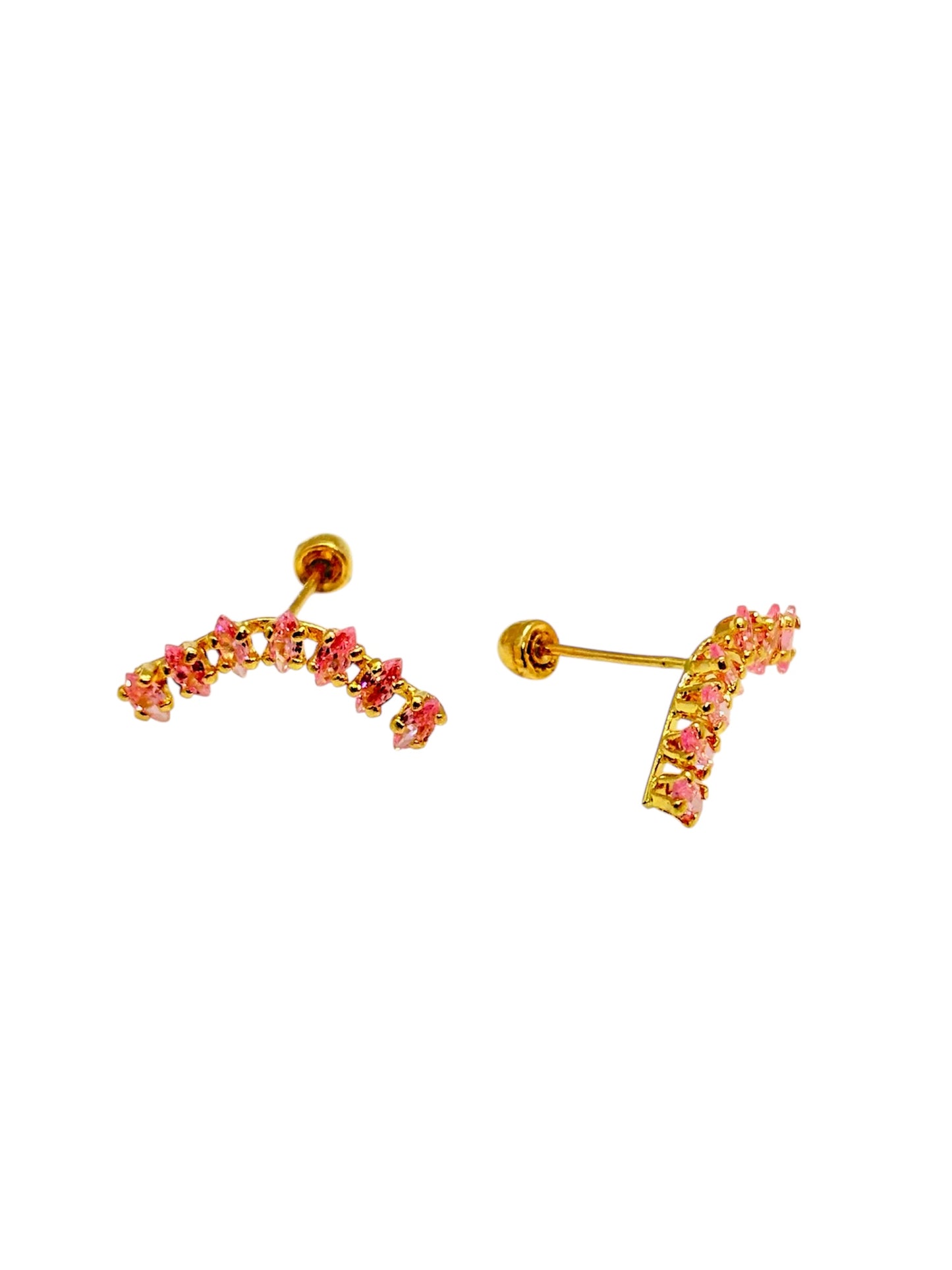 Par Broquel Curvo 1.5CM con circonita Oro 10k