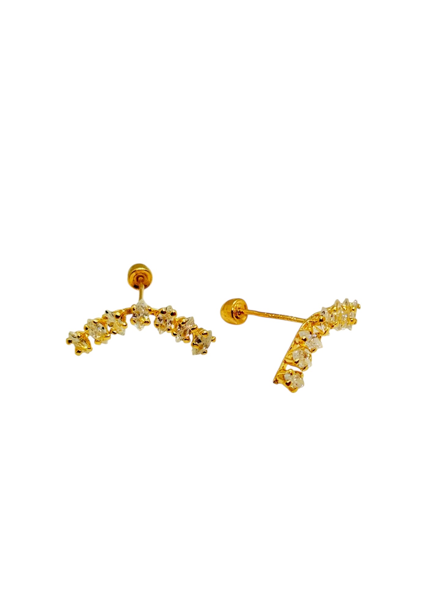 Par Broquel Curvo 1.5CM con circonita Oro 10k