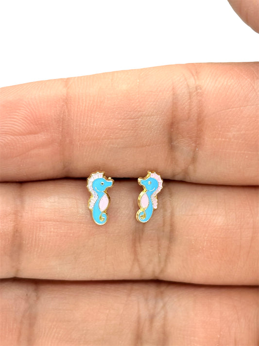 Par broquel caballito de mar Oro 10K