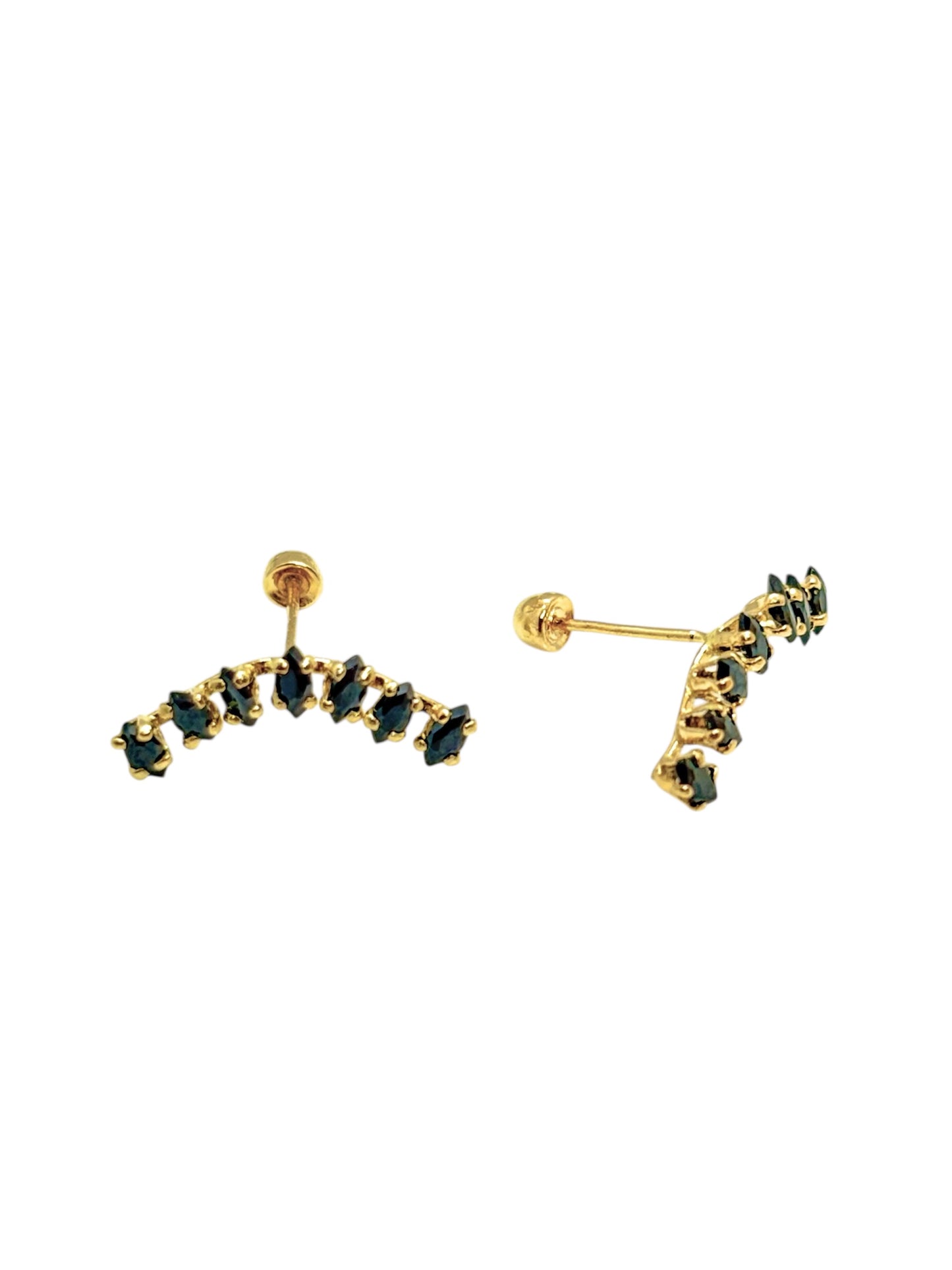 Par Broquel Curvo 1.5CM con circonita Oro 10k