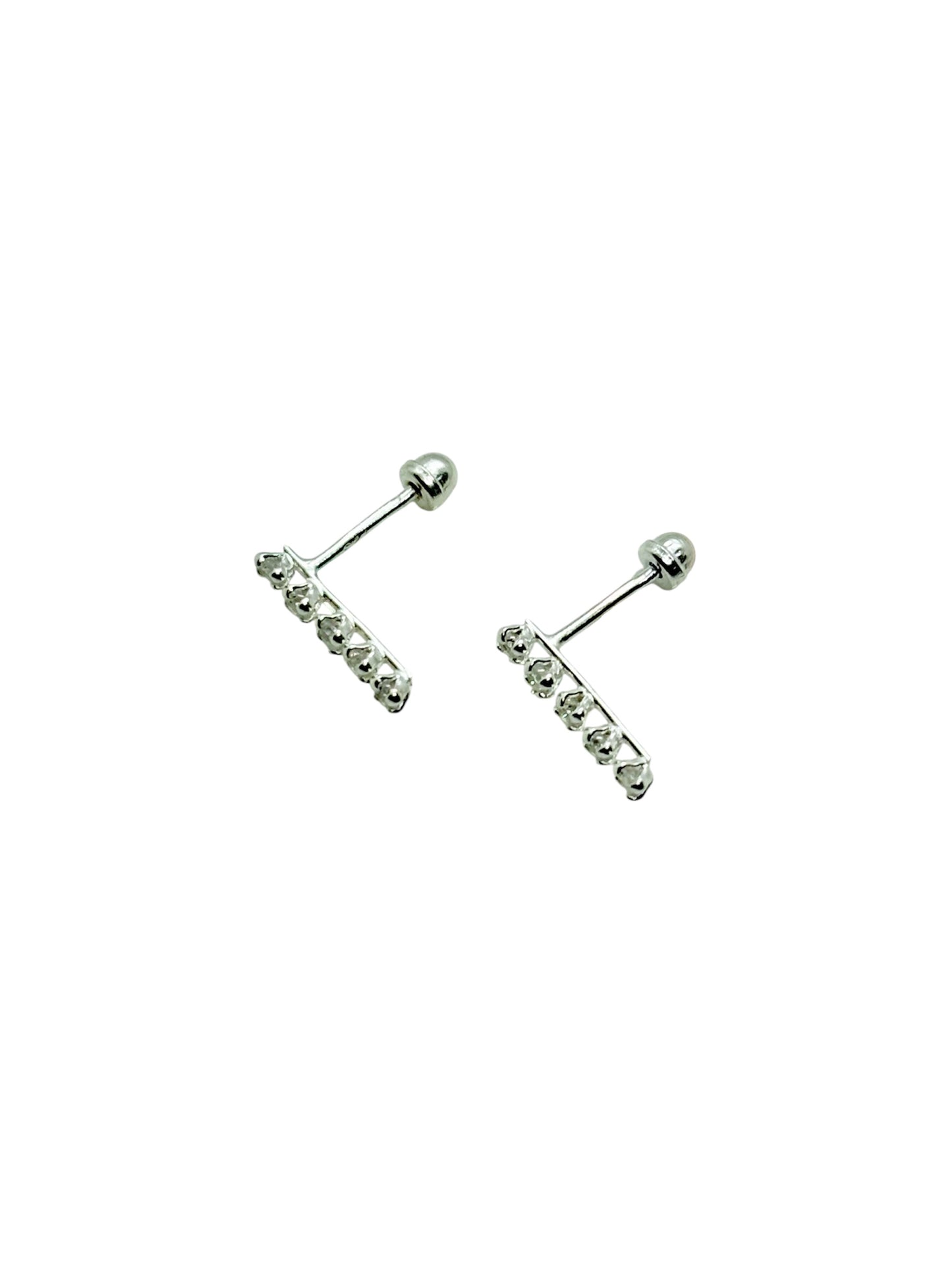 Par de broquel Barra 5 piedras circonia Plata 925
