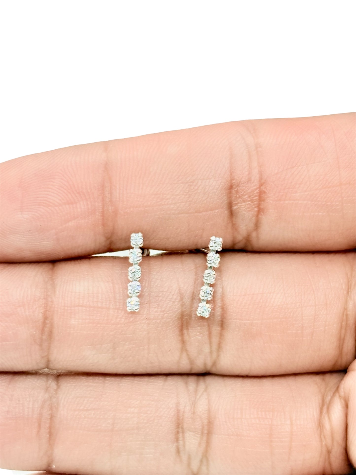 Par de broquel Barra 5 piedras circonia Plata 925