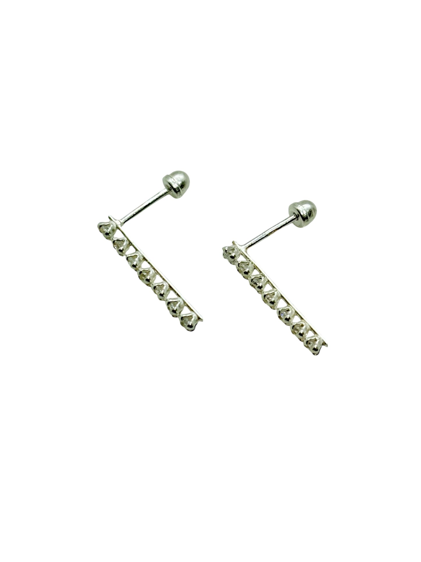 Par de broquel Barra 7 piedras circonia Plata 925