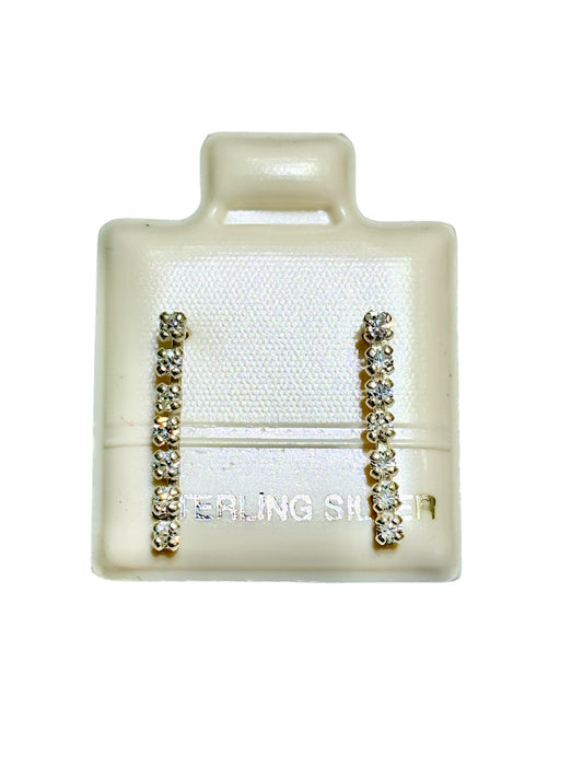Par de broquel Barra 7 piedras circonia Plata 925