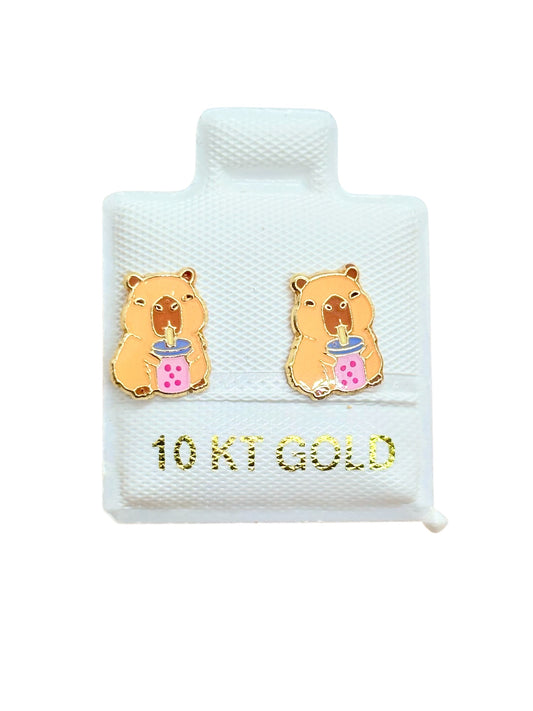 Par Broquel Capibara oro 10K