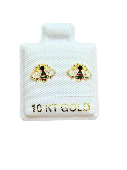 Par Broquel abeja Oro 10K