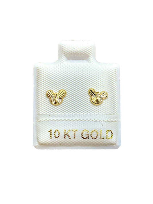 Par o pieza Broquel ratóncito diamantado ORO 10K