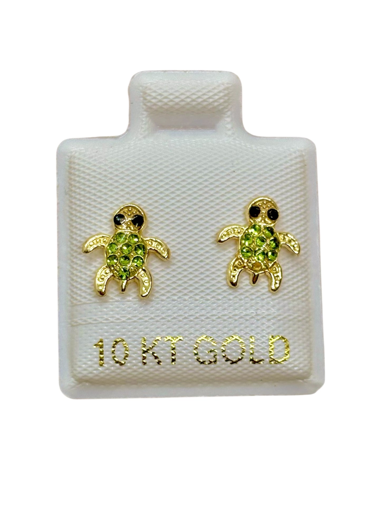 Par o pieza Broquel tortuga con piedras ORO 10K