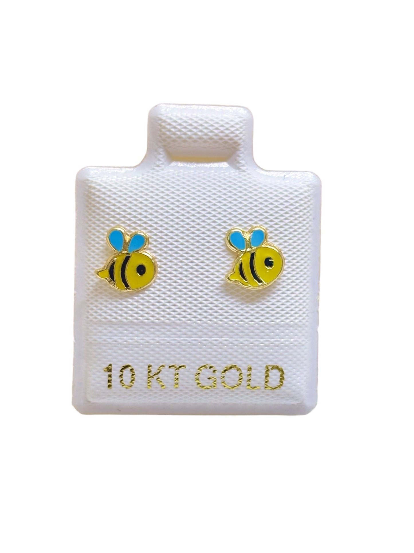 Par o pieza Broquel Abejita esmaltado ORO 10K