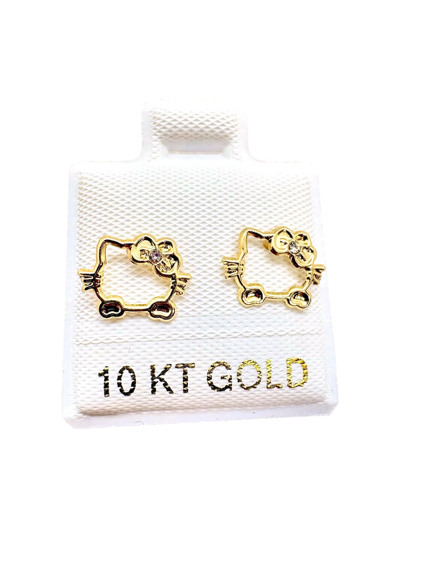 Par o pieza Broquel Contorno gatita ORO 10K