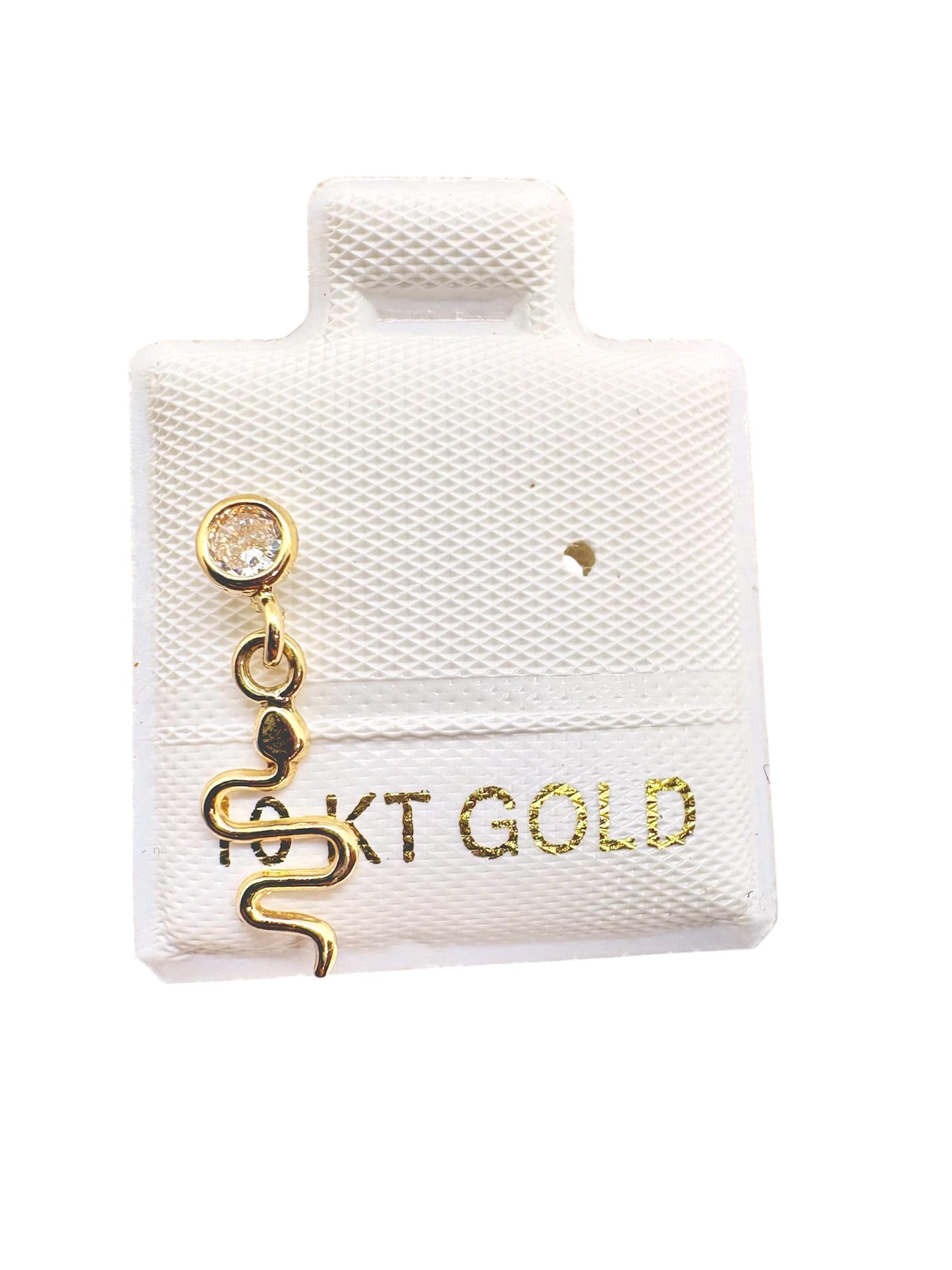 Par o pieza Broquel biselado con serpiente colgante ORO 10K