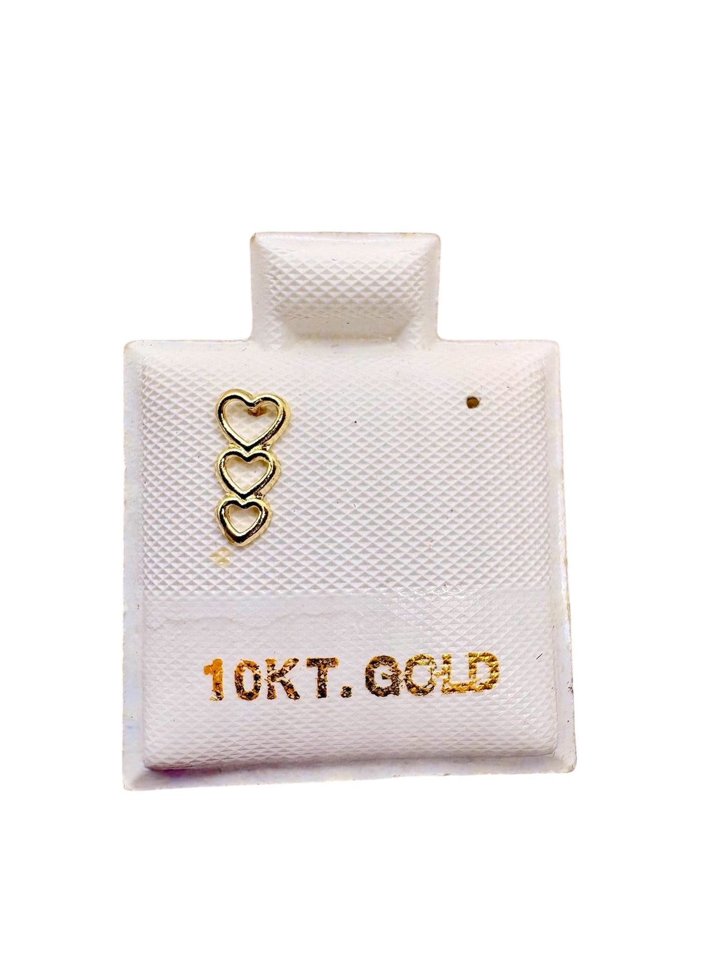 Par o pieza Broquel triple corazón silueta ORO 10K