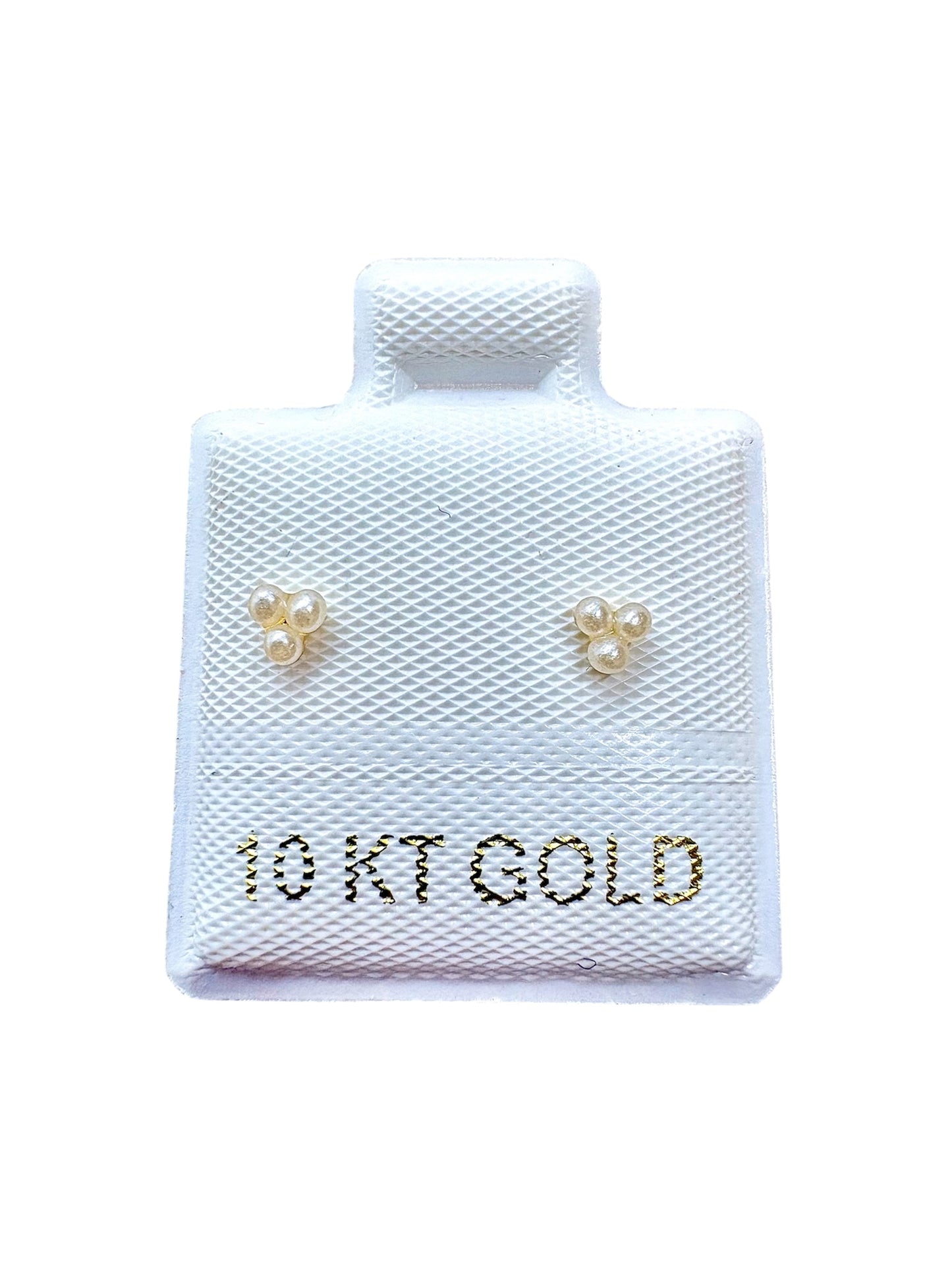 Par o pieza Broquel triple chispita de perla ORO 10K