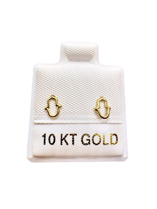 Par o pieza Broquel silueta mano Fatima ORO 10K