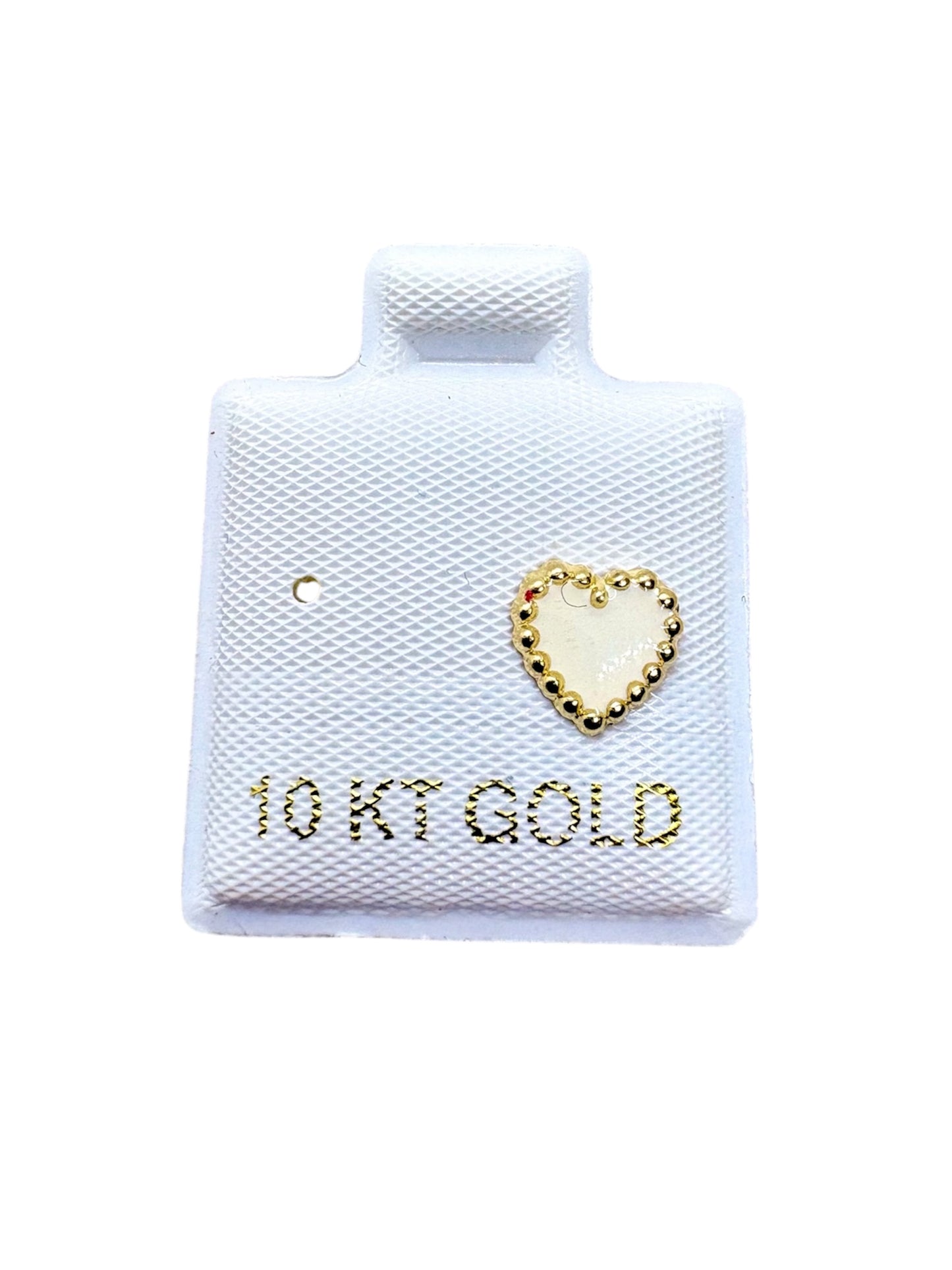 Par o pieza broquel corazón esmaltado con puntos ORO 10K