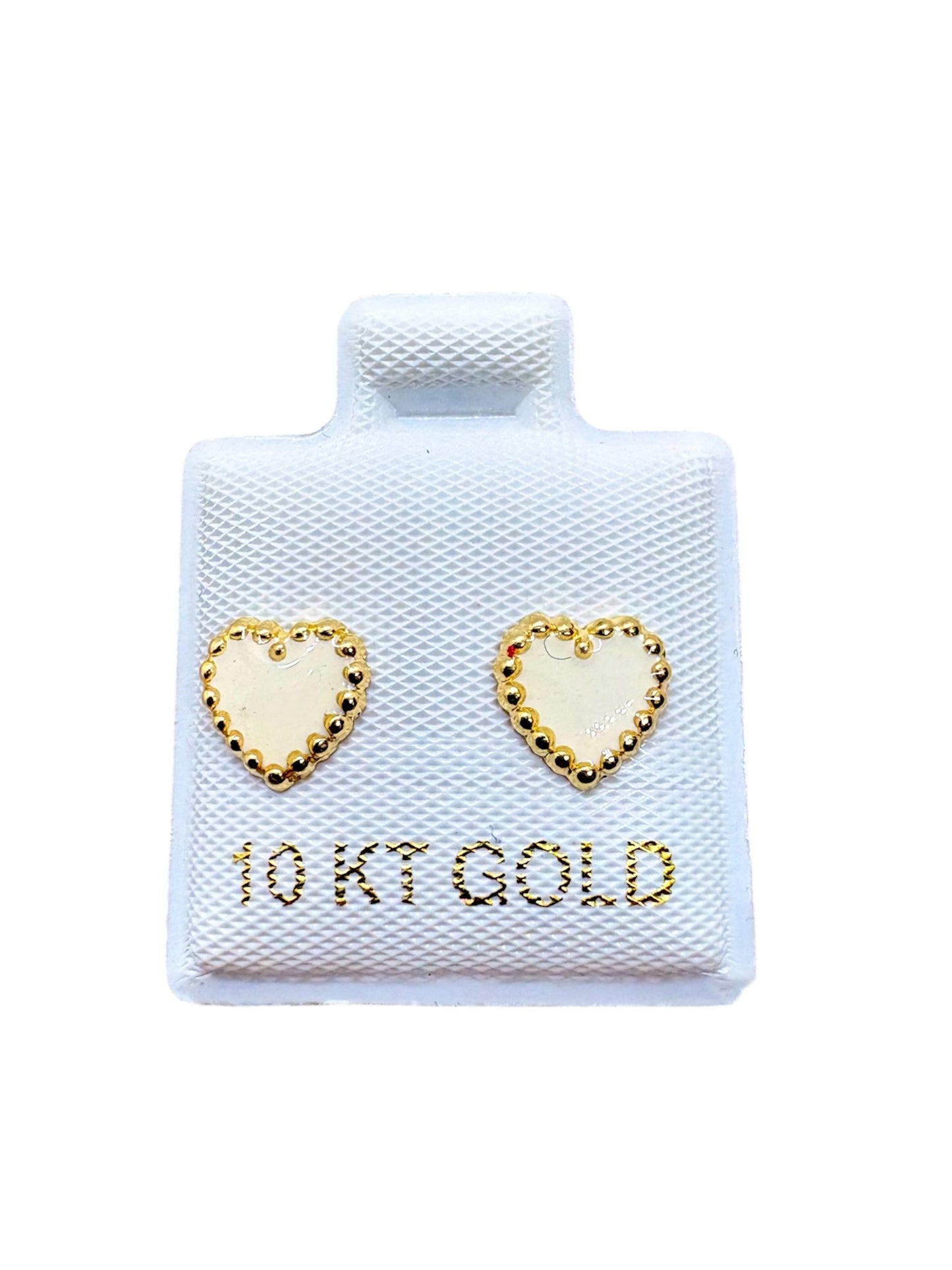 Par o pieza broquel corazón esmaltado con puntos ORO 10K