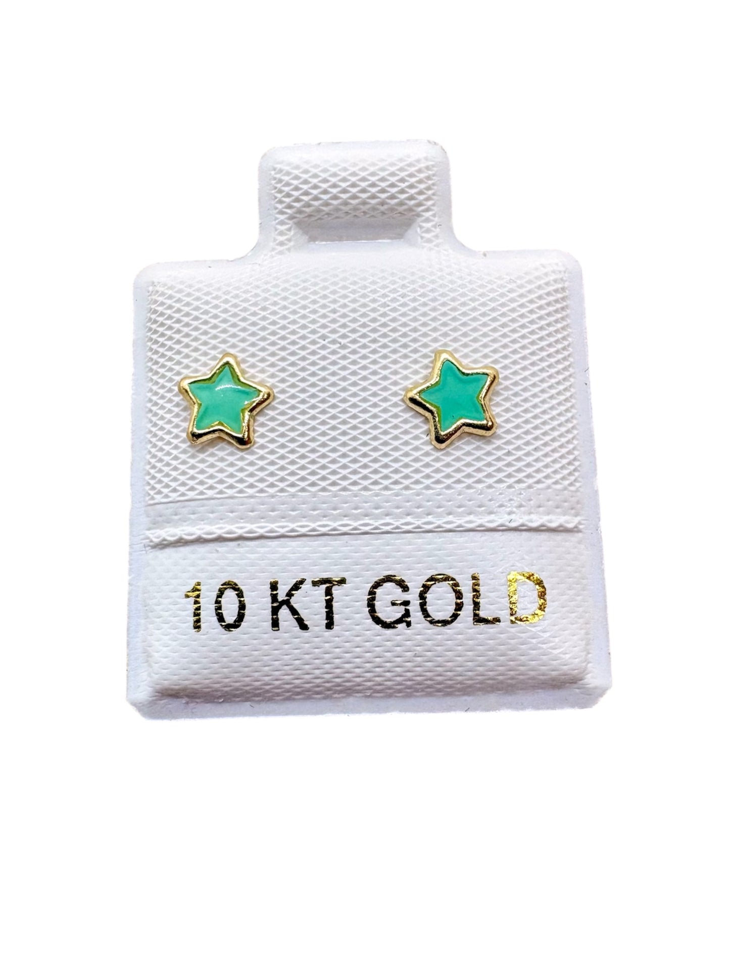 Par o pieza estrella esmaltada mini ORO 10K