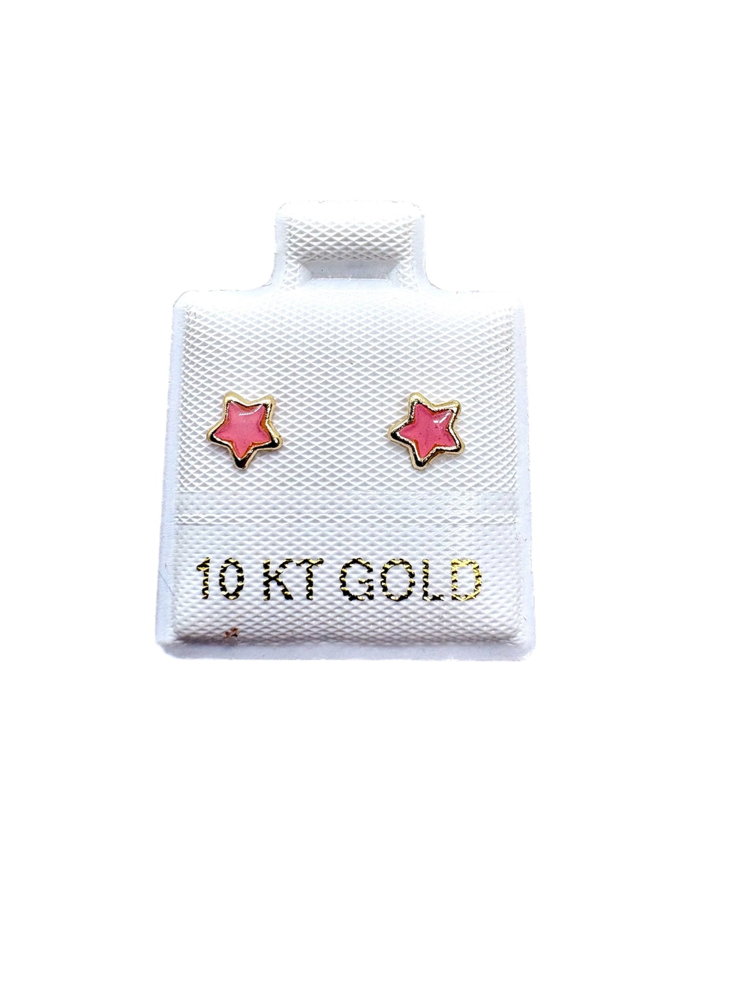 Par o pieza estrella esmaltada mini ORO 10K