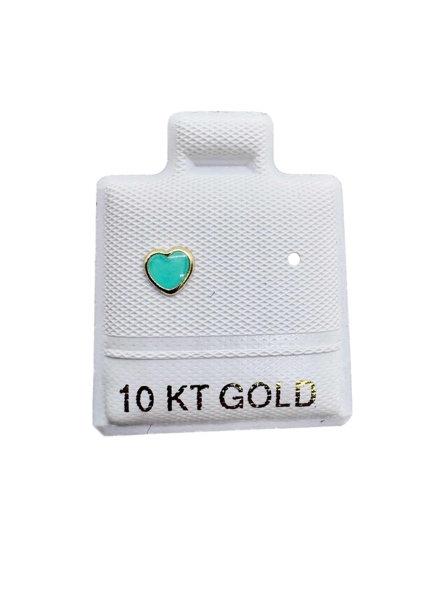 Par o pieza Corazon esmaltado mini ORO 10K