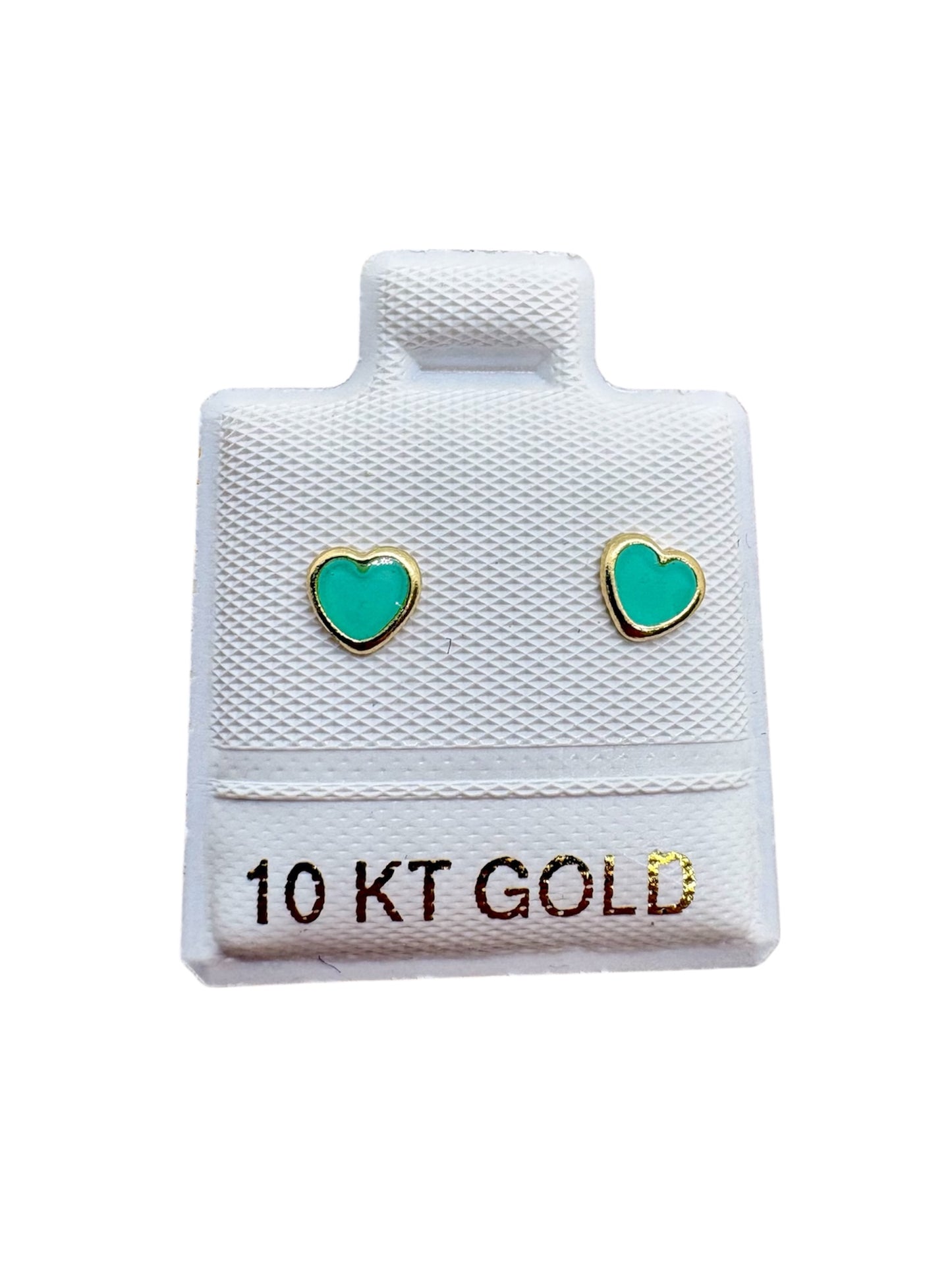 Par o pieza Corazon esmaltado mini ORO 10K
