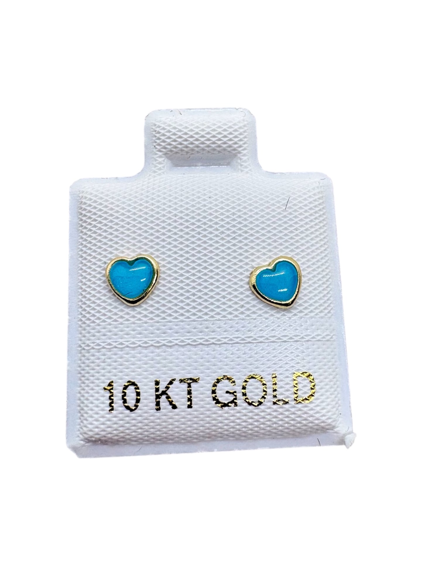 Par o pieza Corazon esmaltado mini ORO 10K