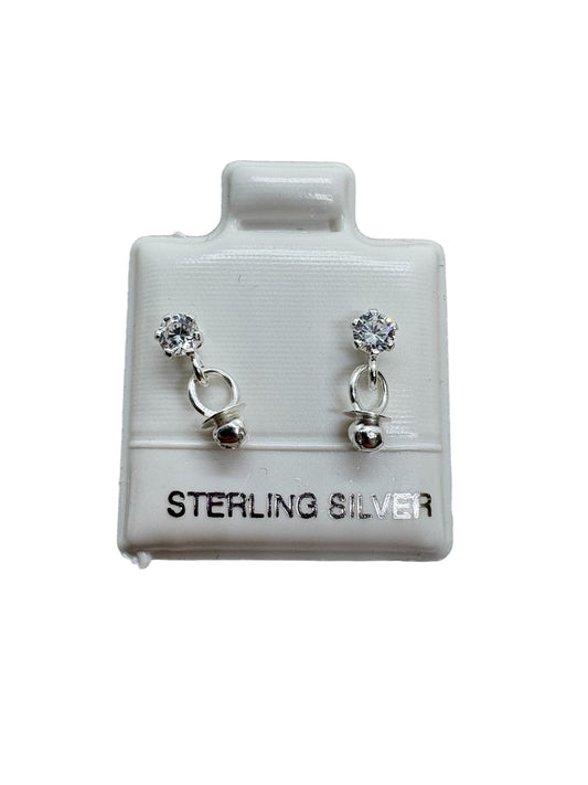 Par Broquel Piedra con colgante PLATA 925