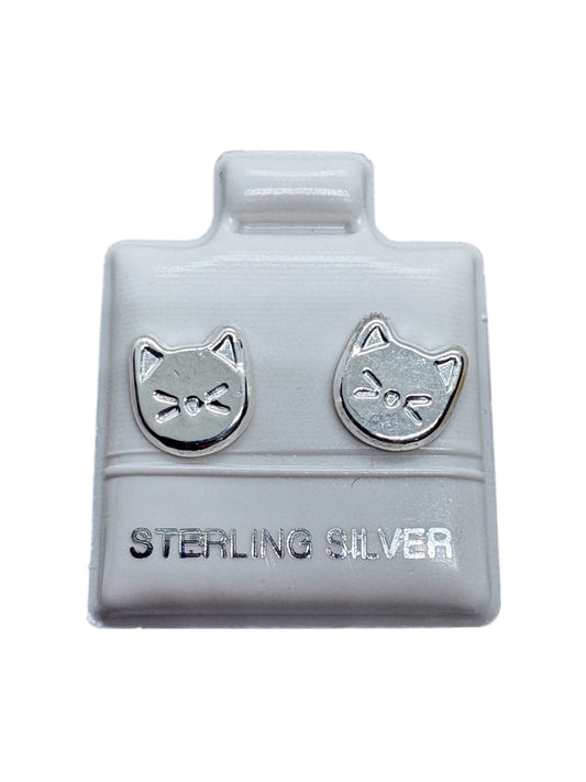 Par Broquel Gato con diseño PLATA 925