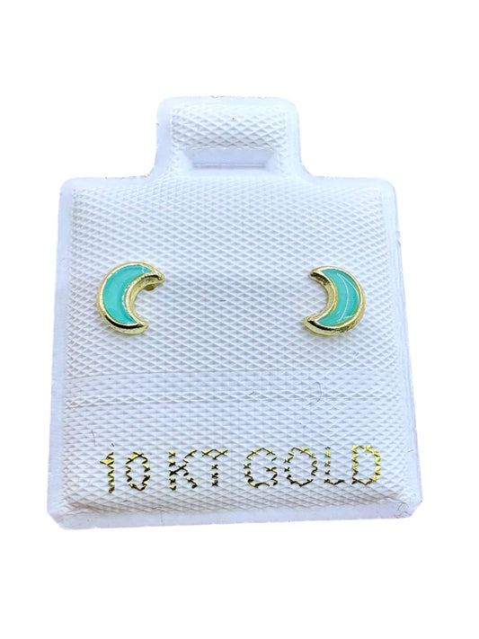 Par o pieza broquel Luna esmaltado ORO 10K
