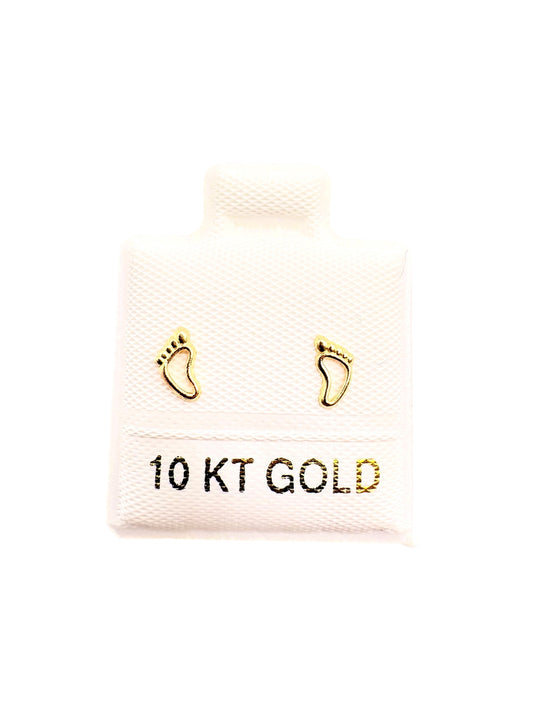 Par o pieza broquel huellas mini Oro 10K