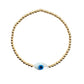 Pulsera ojito turco madre perla bola BIMETAL 3mm (PLATA Y ORO)