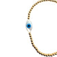 Pulsera ojito turco madre perla bola BIMETAL 3mm (PLATA Y ORO)