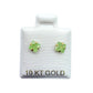 Par broquel cuadrado verde Oro 10K