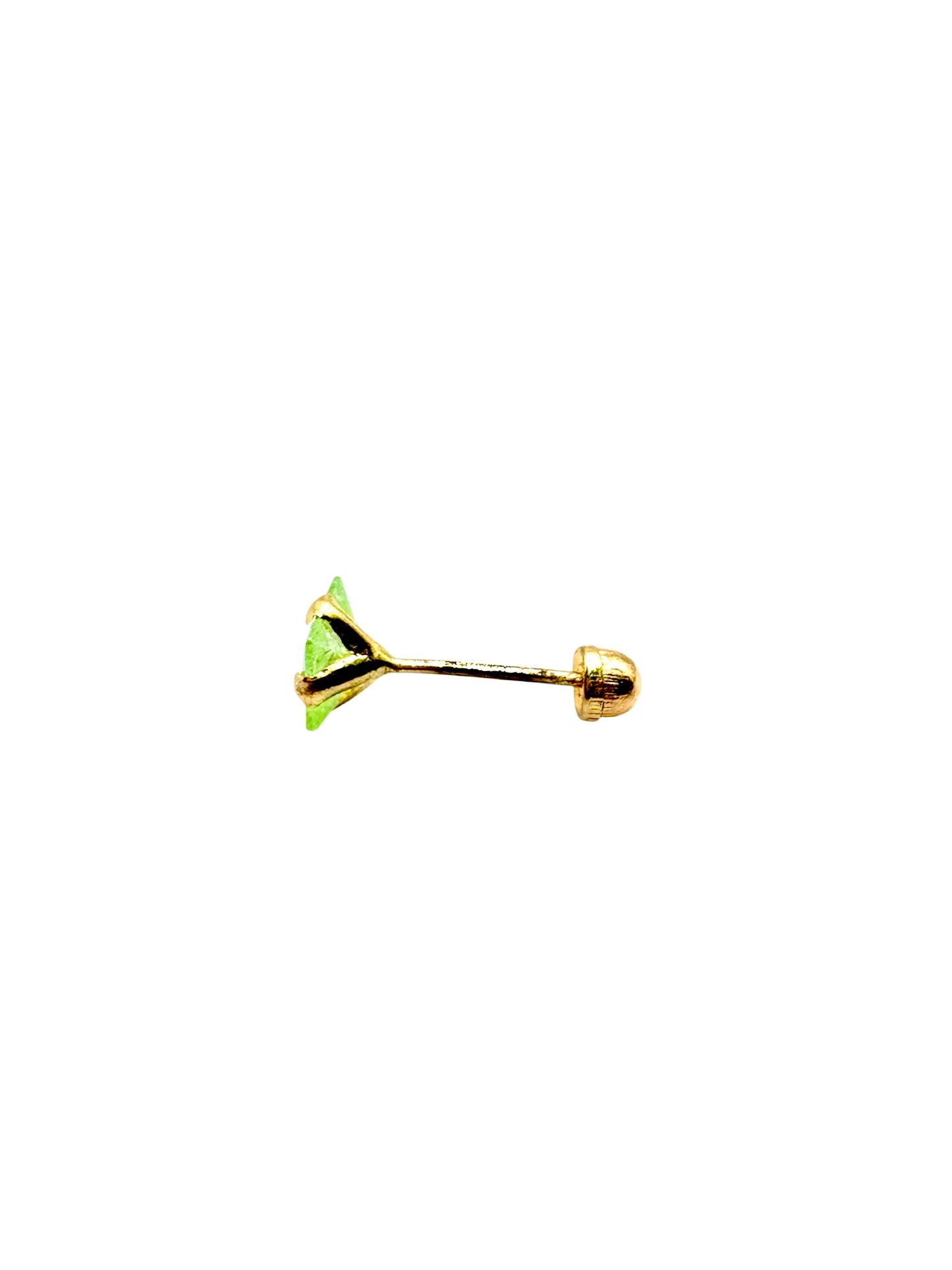 Par broquel cuadrado verde Oro 10K