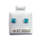 Par broquel cuadrado azul Oro 10K