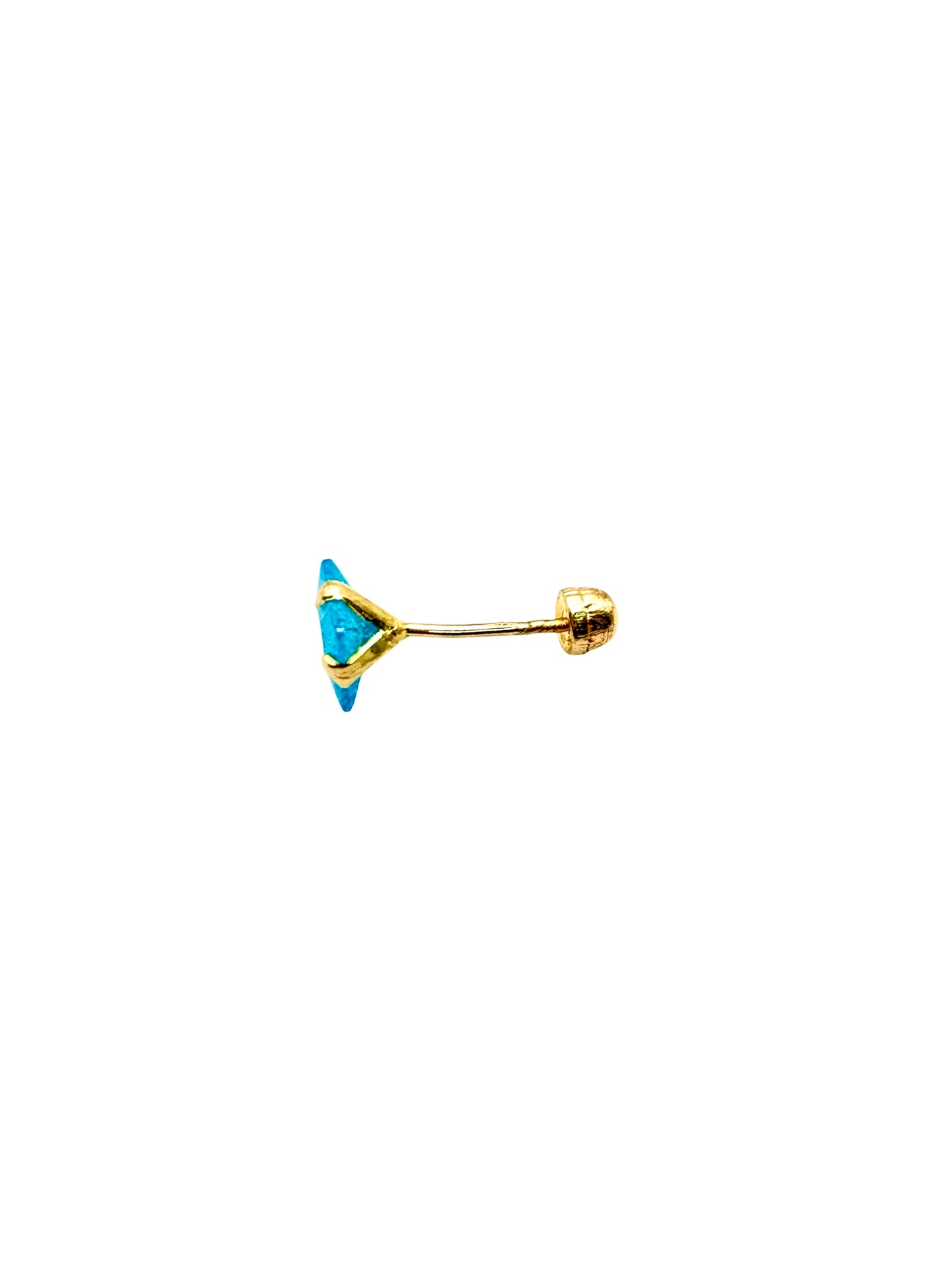 Par broquel cuadrado azul Oro 10K