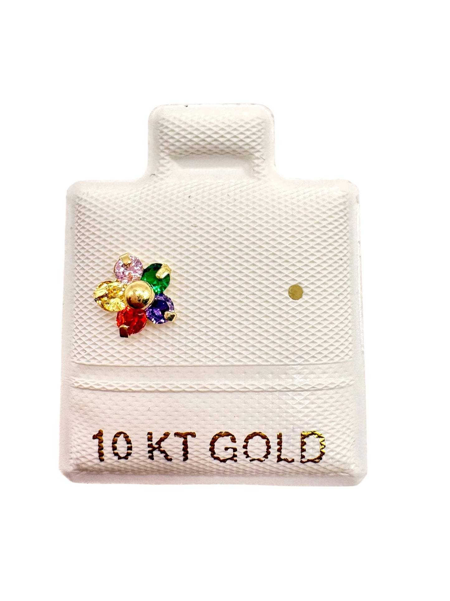 Par o pieza Broquel Flor multicolor  Oro 10K