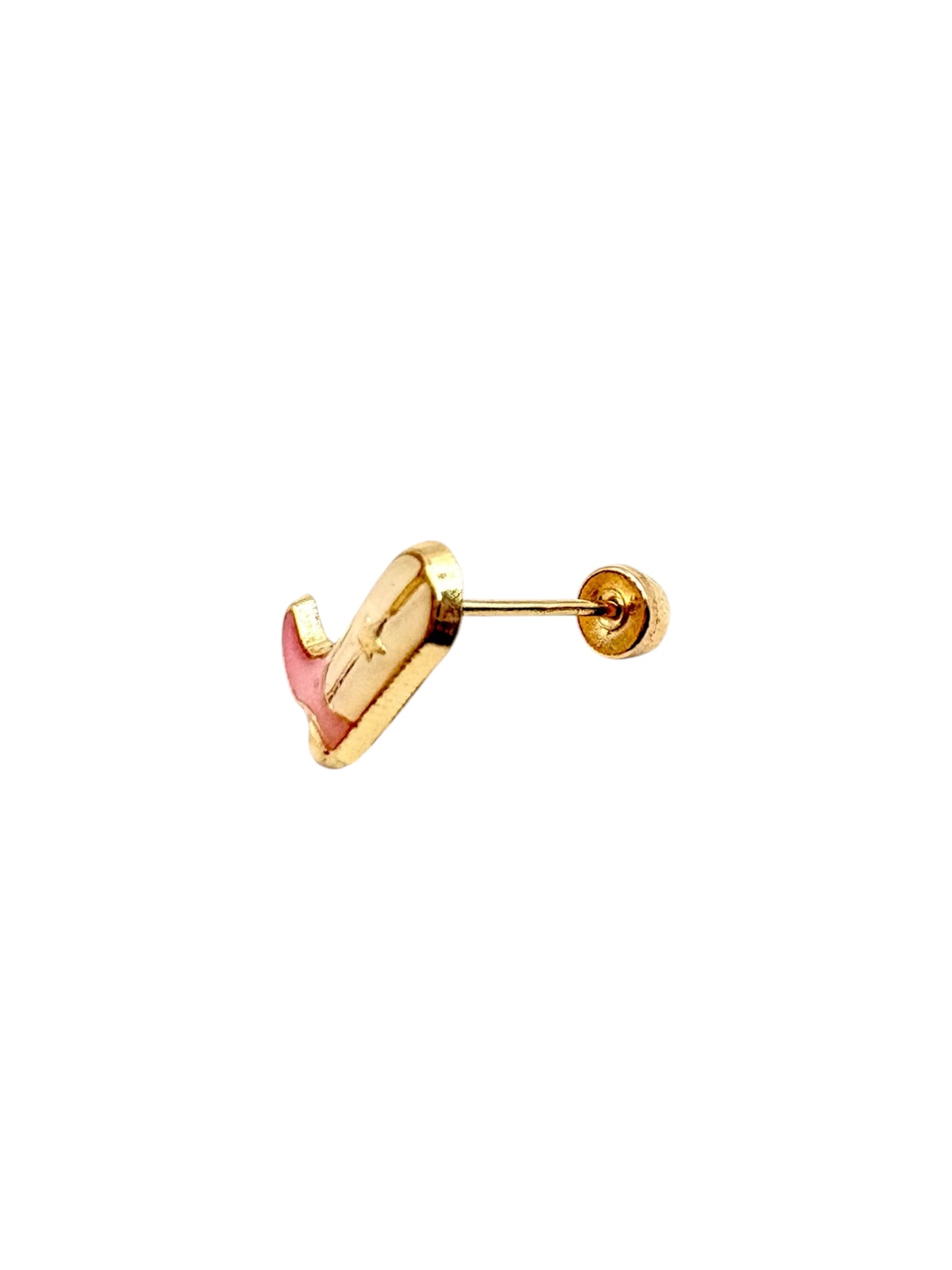 Par o pieza Broquel Bota vaquera rosa Oro 10K