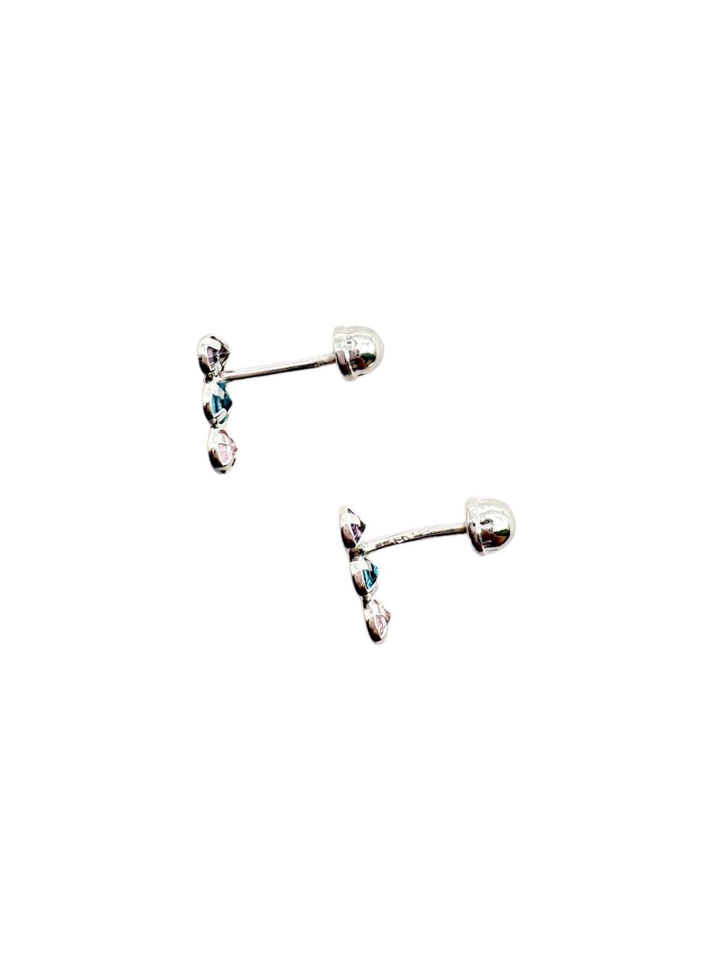 Par broquel Barra multicolor biselado Plata 925