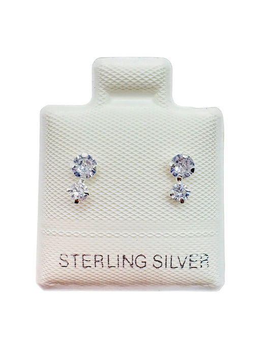 Par broquel Gota con circonita Plata 925
