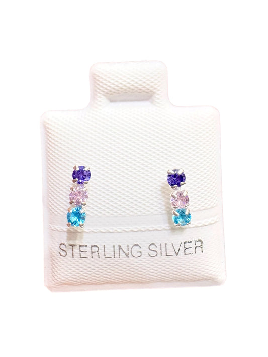Par broquel barra multicolor Plata 925