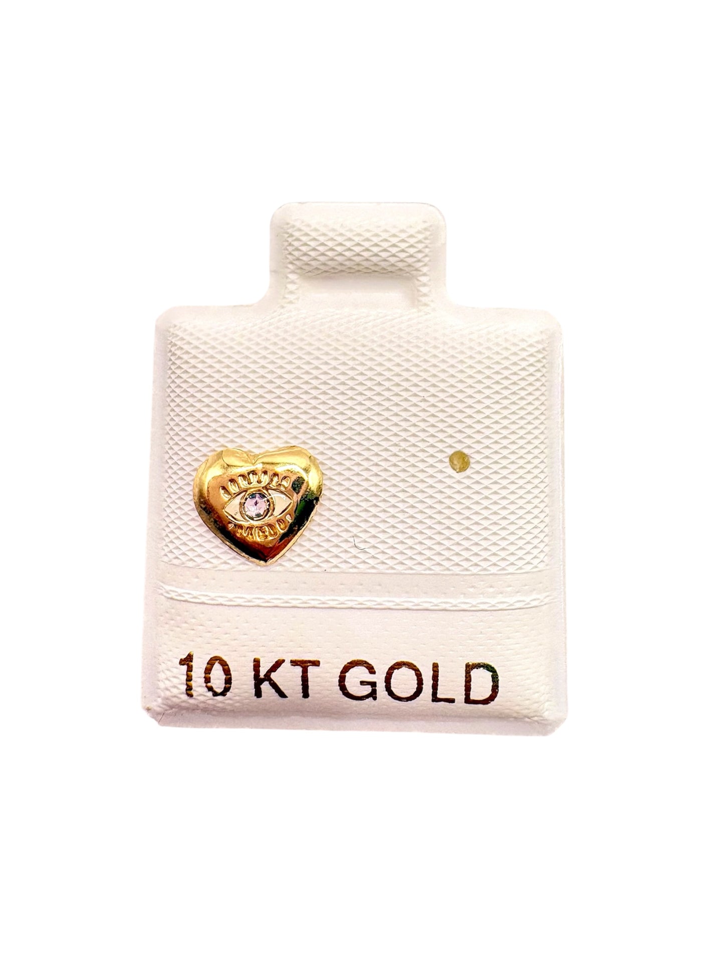 Par o pieza broquel corazón con ojito turco Oro 10K