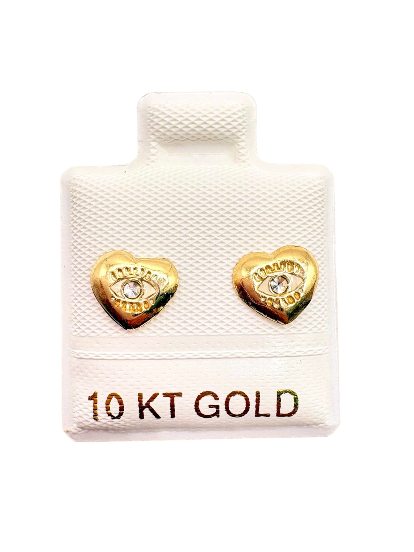 Par o pieza broquel corazón con ojito turco Oro 10K