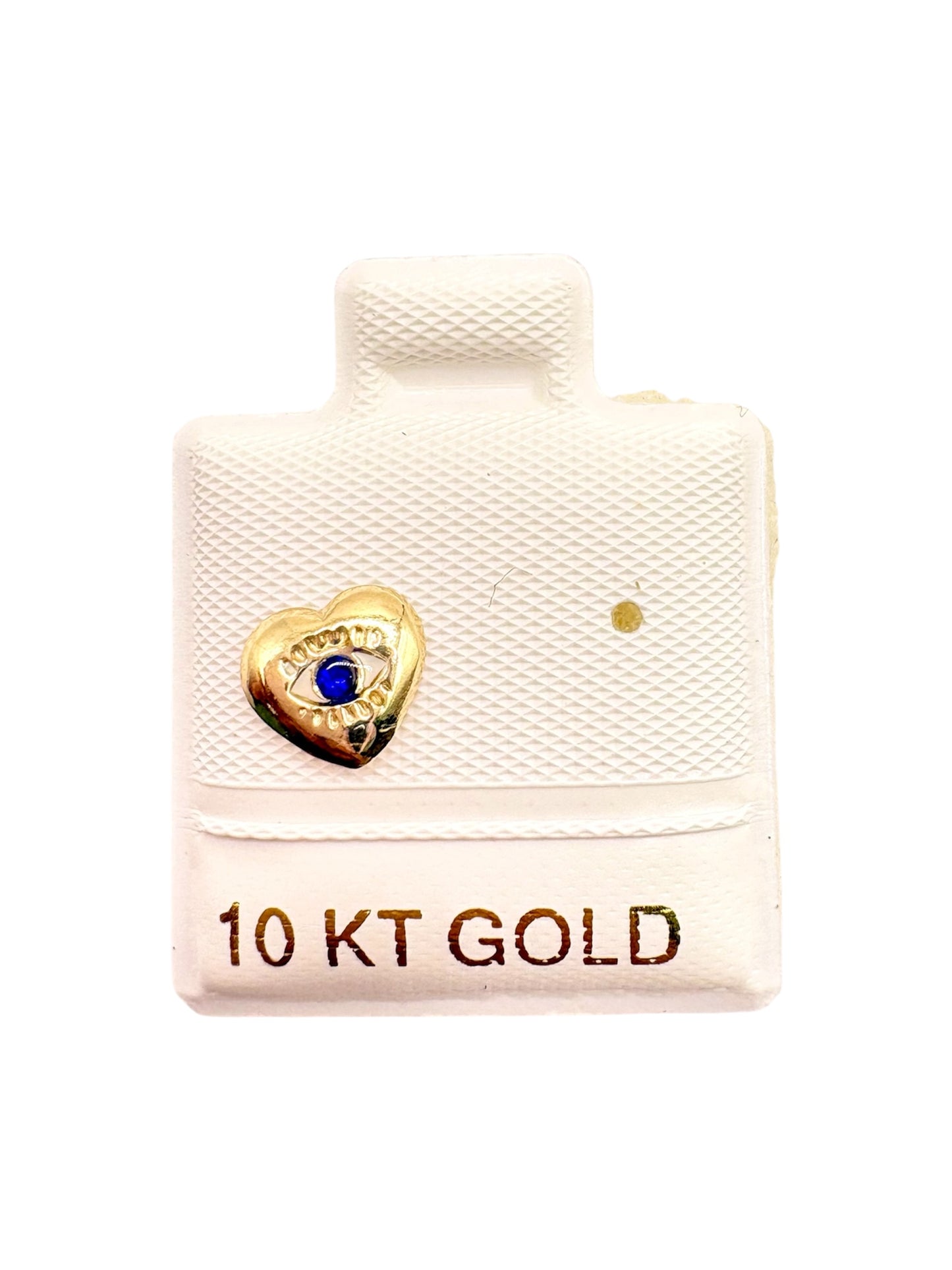 Par o pieza broquel corazón con ojito turco Oro 10K