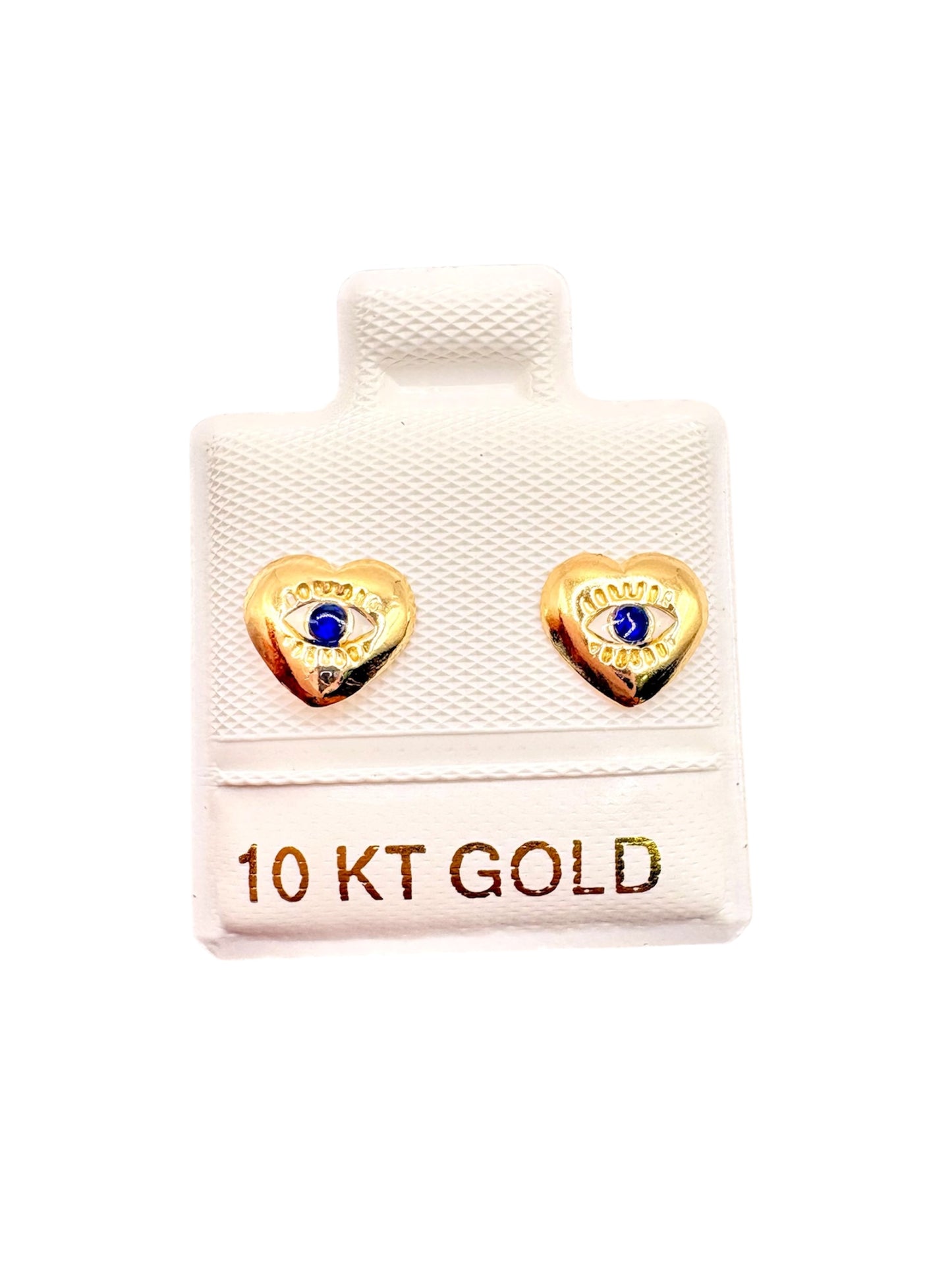 Par o pieza broquel corazón con ojito turco Oro 10K