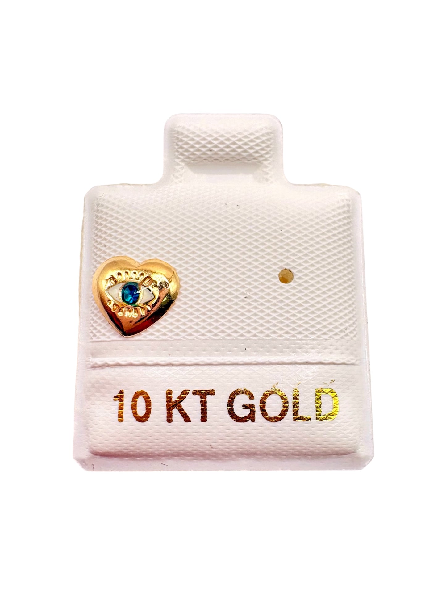Par o pieza broquel corazón con ojito turco Oro 10K